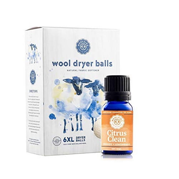 Woolzies Wool Dryer Balls: 6 XL Laundry Balls for Dryer 10 ml Essential Oil
