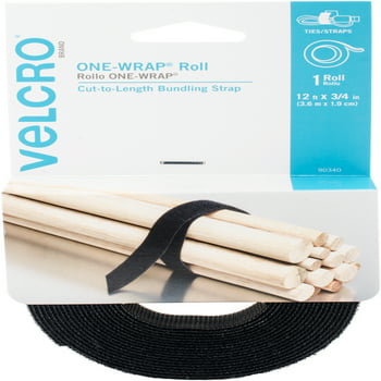 VELCRO Brand ONE-WRAP Bundling Ties  Reusable Fasteners for Keeping Cords and Cables Tidy  Cut-to-Length Roll, 12ft x 3/4in, Black