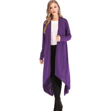 - SAYFUT Juniors' Plus Size Lightweight Sweater Casual Cardigan Long Sleeve Open Front Cardigan Duster Sweater XL-5XL Black/Purple