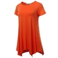 thumbnail image 2 of SSOULM INCH & FIT Women's Round Neck Short Sleeve Asymmetrical Hem Tunic Tank Top. Made in U.S.A, 2 of 5