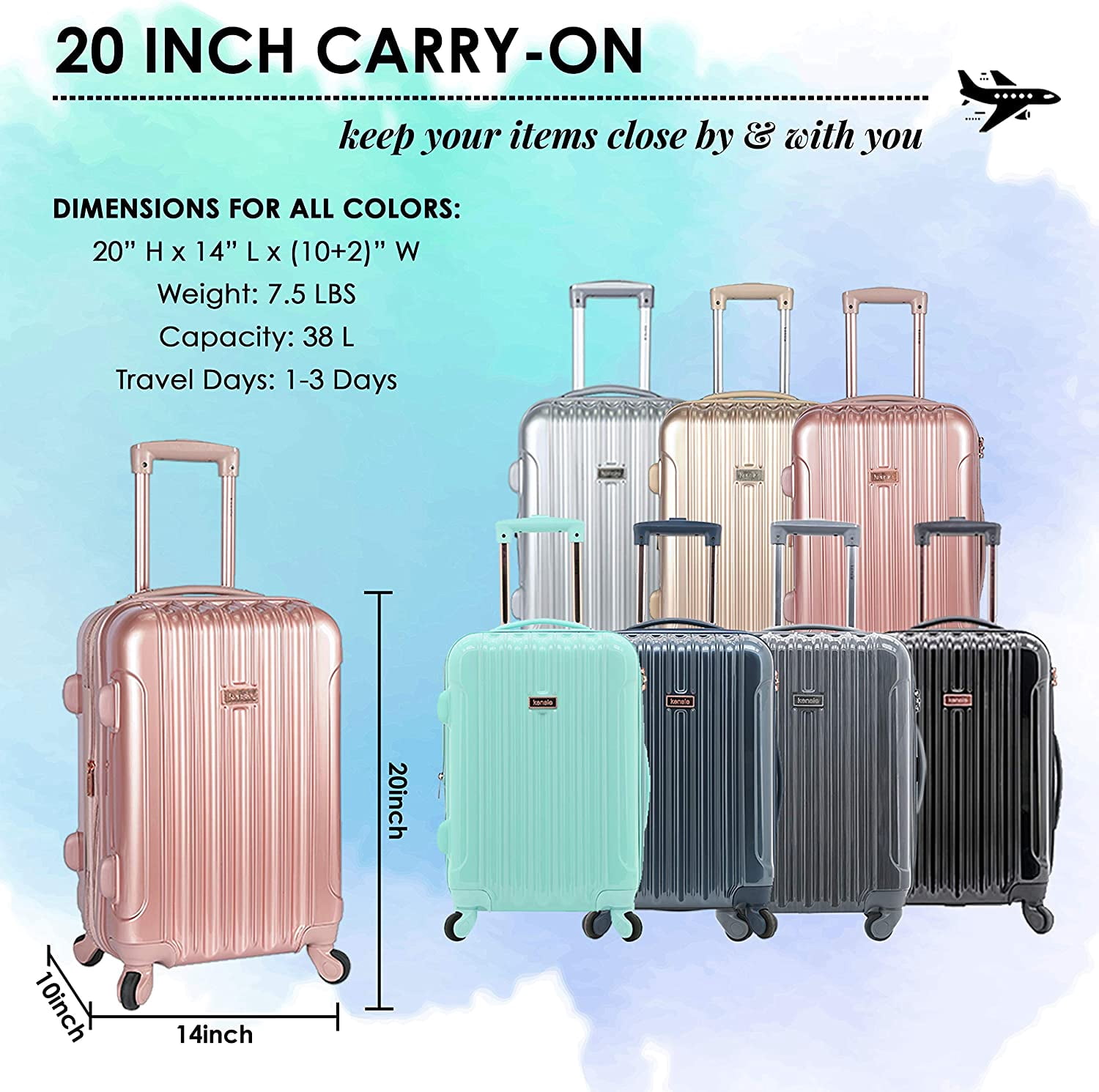 Kensie 20" Expandable Rolling Carry-on Luggage
