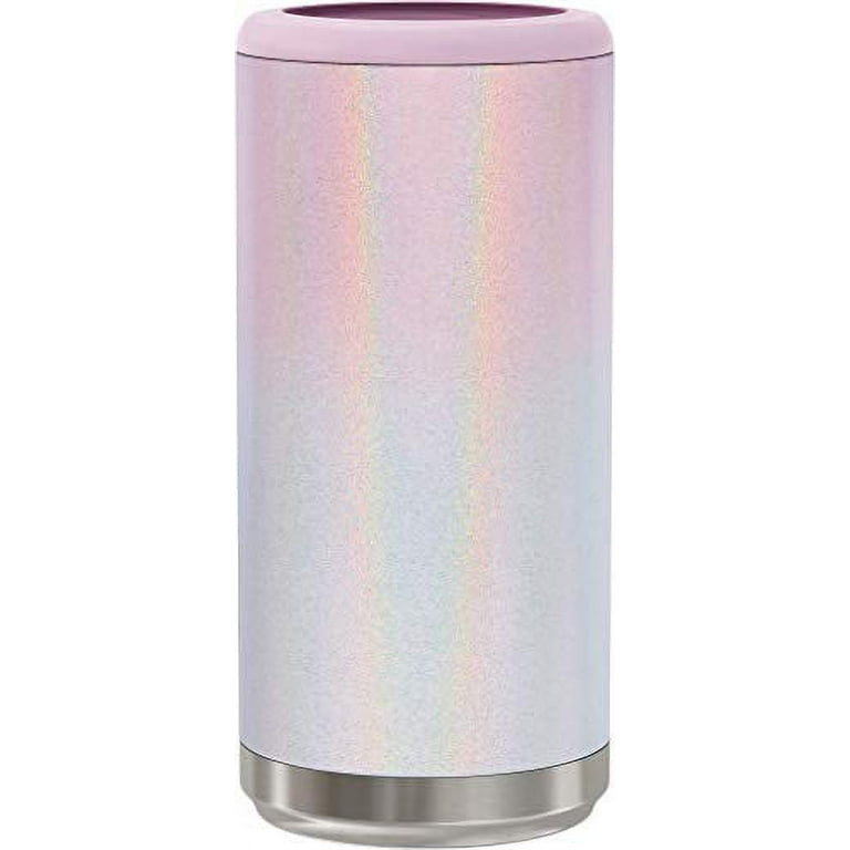  Maars Skinny Can Cooler for Slim Beer & Hard Seltzer   Stainless Steel 12oz, Double Wall Vacuum Insulated Drink Holder - Glitter  Blush: Home & Kitchen