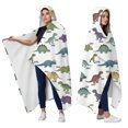 thumbnail image 2 of Wearable Blanket,White Cartoon Dinosaurs Names Pattern Hooded Wearable Flannel Blanket for Adults & Teens,Winter Poncho Shawl Wrap Cape Cozy Anti-Pill,60"x80", 2 of 5
