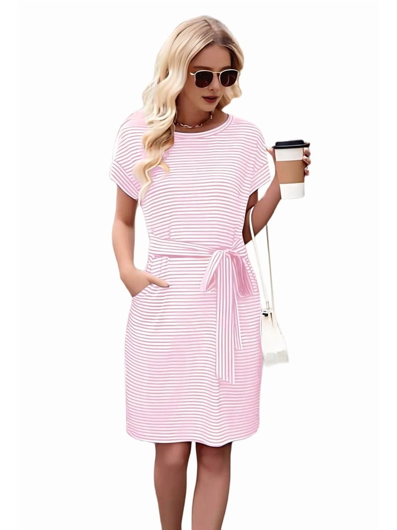 blue and white striped dress Breton Stripe Form Fitting | Propriano | Anti-UV Wash:Crema Linen Sparkly Silver Short Dress 95% Polyester New Dress