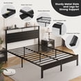 thumbnail image 6 of Kbun Full Size Platform Bed Frame with Wood Headboard, Metal Bed Frame with LED Light, Heavy Duty Steel Slat Supported Full Bed Frames, No Box Spring Needed, Black, 6 of 9