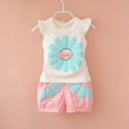 thumbnail image 2 of THDHVS Girls Summer Outfits,Casual Short Sets for Kids,Baby Girl Short Sleeve Summer Set Flying Sleeve Set Two-piece Set Of Clothes Pink 6-9 Months, 2 of 7