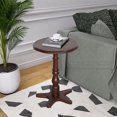 thumbnail image 4 of Round Wooden Pedestal Side Table with Vintage Charm - Walnut Brown, 4 of 10