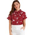 thumbnail image 1 of INSPIRE CHIC Top De Blusa Campesina De Manga Corta Con Volantes Y Cuello Con Lazo Floral Para Mujer Rojo L, 1 of 6