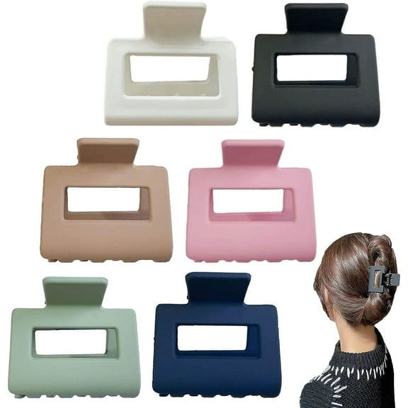 6 pack claw clips, hair clips for women 2 inches matte hair clips for women and thin thick hair 6 colors small claw hair clips
