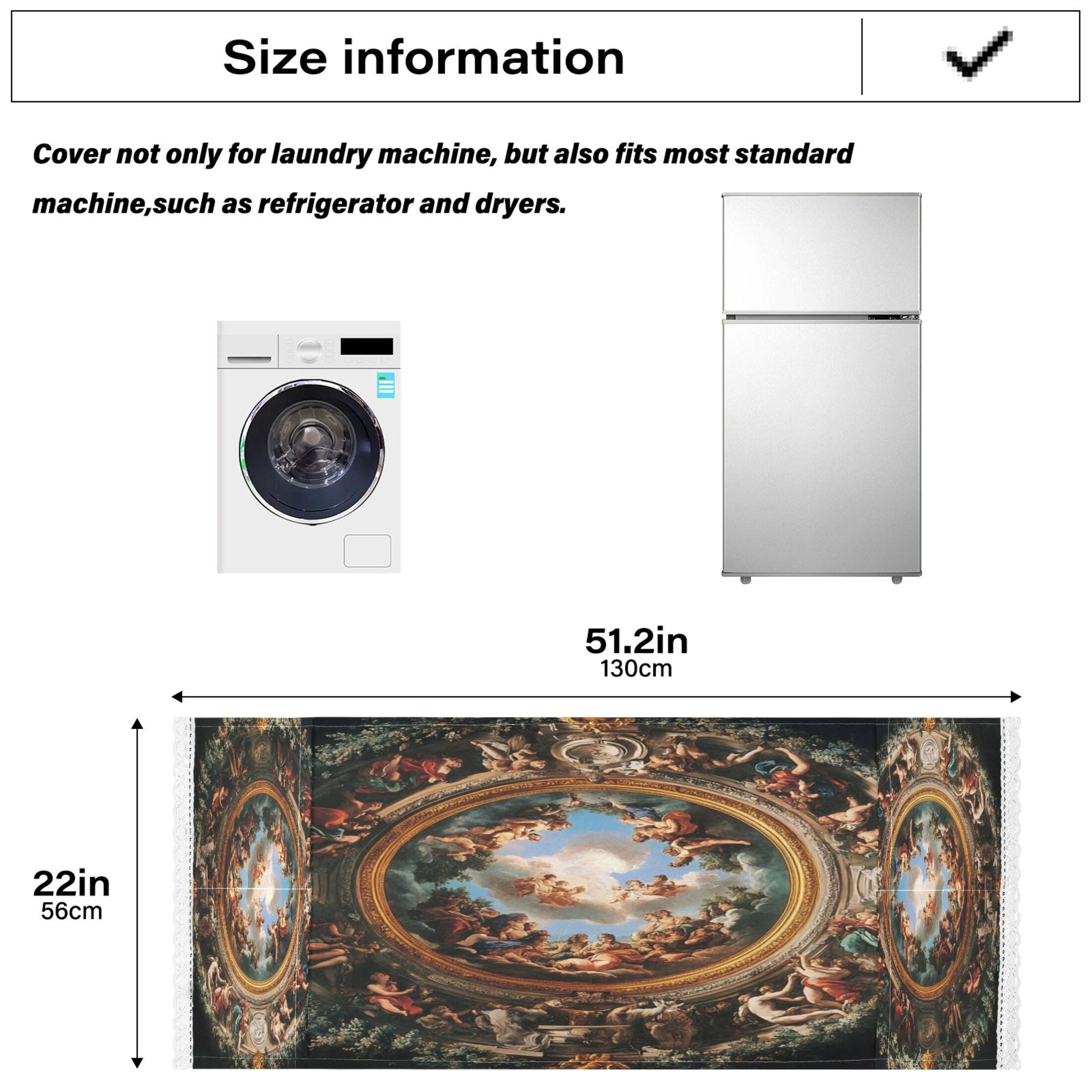 The Baroque PatternWasher and Dryer Covers Dust-Proof and Oil Resistant Fridge Cover with 4 Storage Pockets Washing Machine Top Cover for Laundry Kitchen Home 51.2 x 22 In