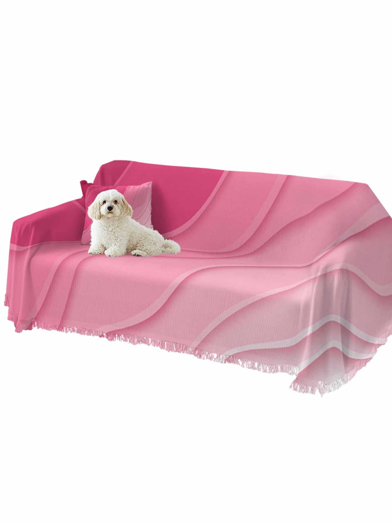 Valentines Pink Ombre Couch Cover, Modern Geometric Abstract Aesthetic Cream Oversized Sofa Cover Blanket for 3 Cushion Couch, Sectional Sofa Slipcover Protector for Living Room Bedroom 71''x150''