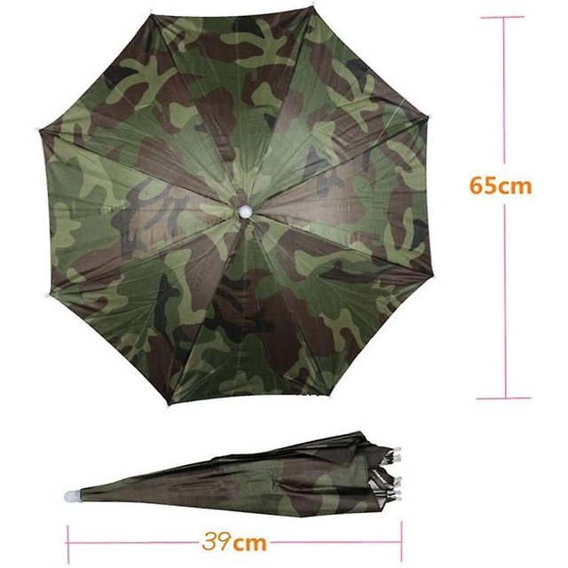 Diadema elástica Patrón de camuflaje Sol Lluvia Paraguas Sombrero Gorro para pesca Playa Golf Ejército Verde Manos libres Sombreros Sombra Jardinería Fotografía Paseo