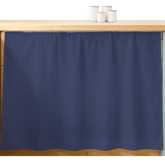Dark Blue Cabinet Curtains Solid Color Sink Skirt Privacy Short Cabinet Curtain for Kitchen Bathroom Self Adhesive Waterproof Under Sink Curtain 10" W x 11" L