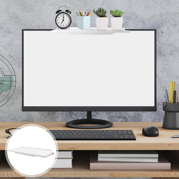 BEADCEST Computer Monitor Rack White Adjustable Shelf for Home Use with Non Slip Surface