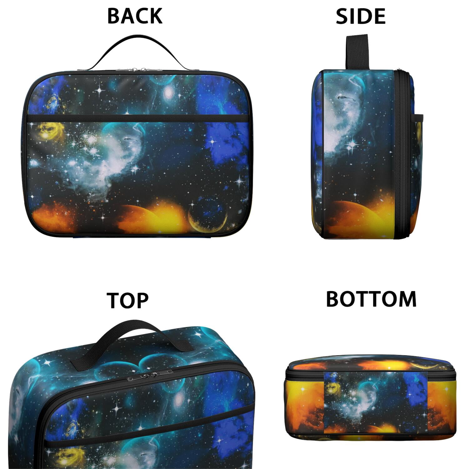 Space-themed Lunch Bag, Insulated Lunch Box with Cute Astronaut, Galaxy, Nebula, Rocket, and Starry Night Designs – Durable, Lightweight Lunch Tote for School, Travel, and Picnic