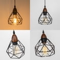 thumbnail image 4 of KAYYELAMP H-Type Track Lamp Black Metal Cage Shade,Walnut Base E26 Connection,Adjusted Cord,Track Pendant Light for Kitchen Dining Table Loft,(No Bulb, Track), 4 of 7
