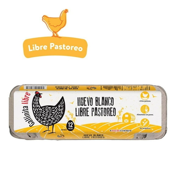 Huevo blanco Gallinita Libre 12 pzas