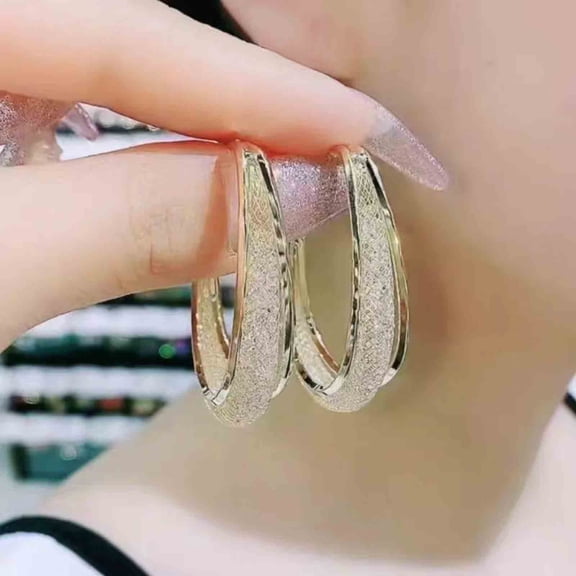 Gold Huggie Hoop Earrings,Huggie Hoops,Hair Clip Without Ear Hole Ear Rings Metal Ear Nail Multilayer Diamond Inlaid C-shaped Detumescence Ear Rings,Hoop Earrings for Women(Gold 2*1in)