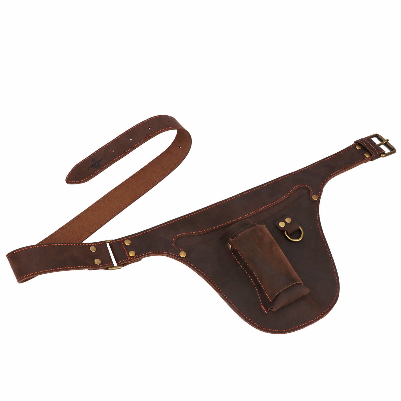 TOURBON Leather Florists Tool Belt Bag Gardener Electrician Carpenter Tools Carrier with 3 Pockets Brown