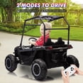 thumbnail image 3 of 2 Seater Ride on Car w/Sun Shade, Kids Electric Vehicles w/Remote Control, 24V 7AH Off-Road Electric Truck, UTV with LED Lights, Music Player for 3+ Kids, 3 of 7