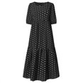 thumbnail image 5 of Uhndy Women's Dress Short Sleeve Polka Dot Print Casual Loose Cotton Swing Dress-LQ, 5 of 6