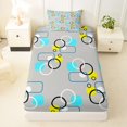 thumbnail image 4 of Castle Fairy Abstract Floating Ring Twin Sheets 3pcs,Geometric Square Dot Bedding,Sky Blue Lemon Gray,1 Flat Sheet, 1 Fitted Sheet and 1 Pillowcase, 4 of 7