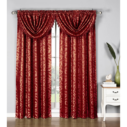 Dawson Shimmering Leaf Curtain Panels With Attached Valance