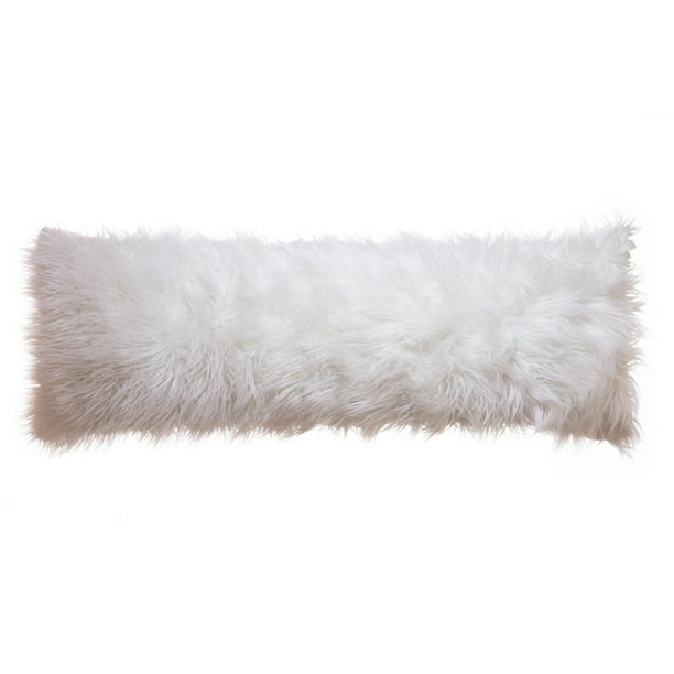 Faux Fur Body Pillow Cover, Mongolian White 20x54 (Cover Only