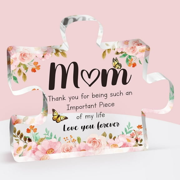 Seewan Gifts for Mom - Delicate Mom Birthday Gifts from Daughter Son - Engraved Acrylic Block Puzzle Piece - Mothers Day Thanksgiving Birthday Gifts for Mom