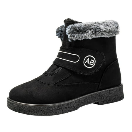 

MIASHUI Women Snow Boots Winter Suede Flat Shoes Keep Warm Comfortable Ankle Boots Black 9