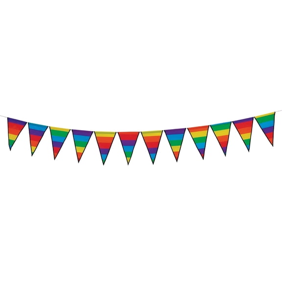 In the Breeze 4949 — Rainbow Stripe Festive Pennant String — Colorful Party, Novelty Decor