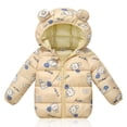 thumbnail image 2 of JUMEYU Toddler Girls Puffer Coats Floral Bear-Ear Hood Puffer Jacket for Girls Zip-Up Winter Coat (Beige,18-24 Months), 2 of 7