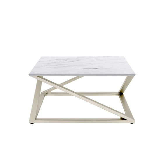 Steve Silver Zurich Contemporary 36" Faux Marble Coffee Table,White
