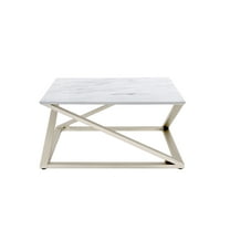 Steve Silver Zurich Contemporary 36" Faux Marble Coffee Table,White