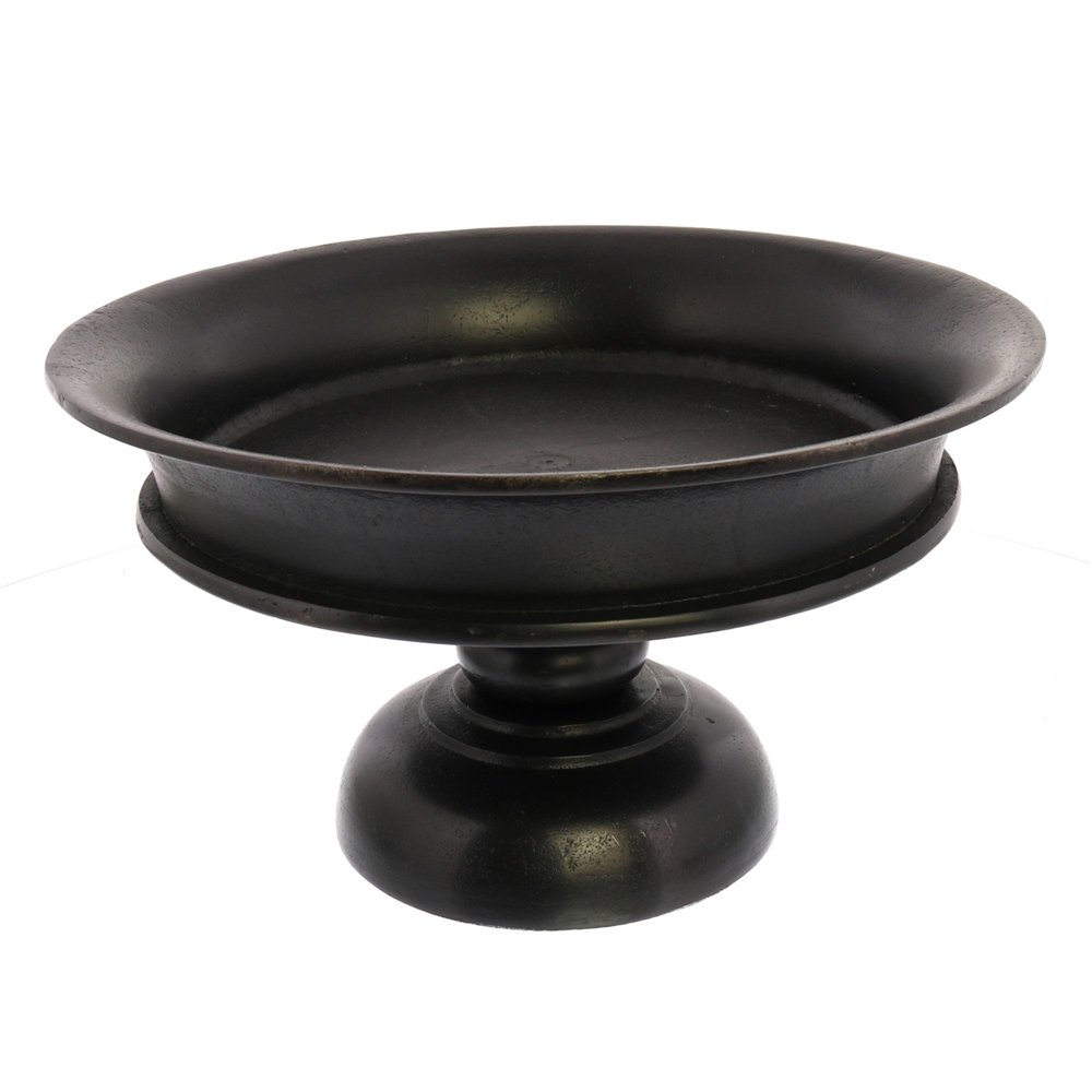 Metal Pedestal Bowl with Raised Top, Black