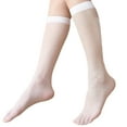 thumbnail image 2 of Eosunjian 5 Pairs Women Stockings Ultra-thin See-through High Elasticity Anti-slip Solid Color Soft Breathable Quick Dry Lady Calf Length Long Socks White, 2 of 13