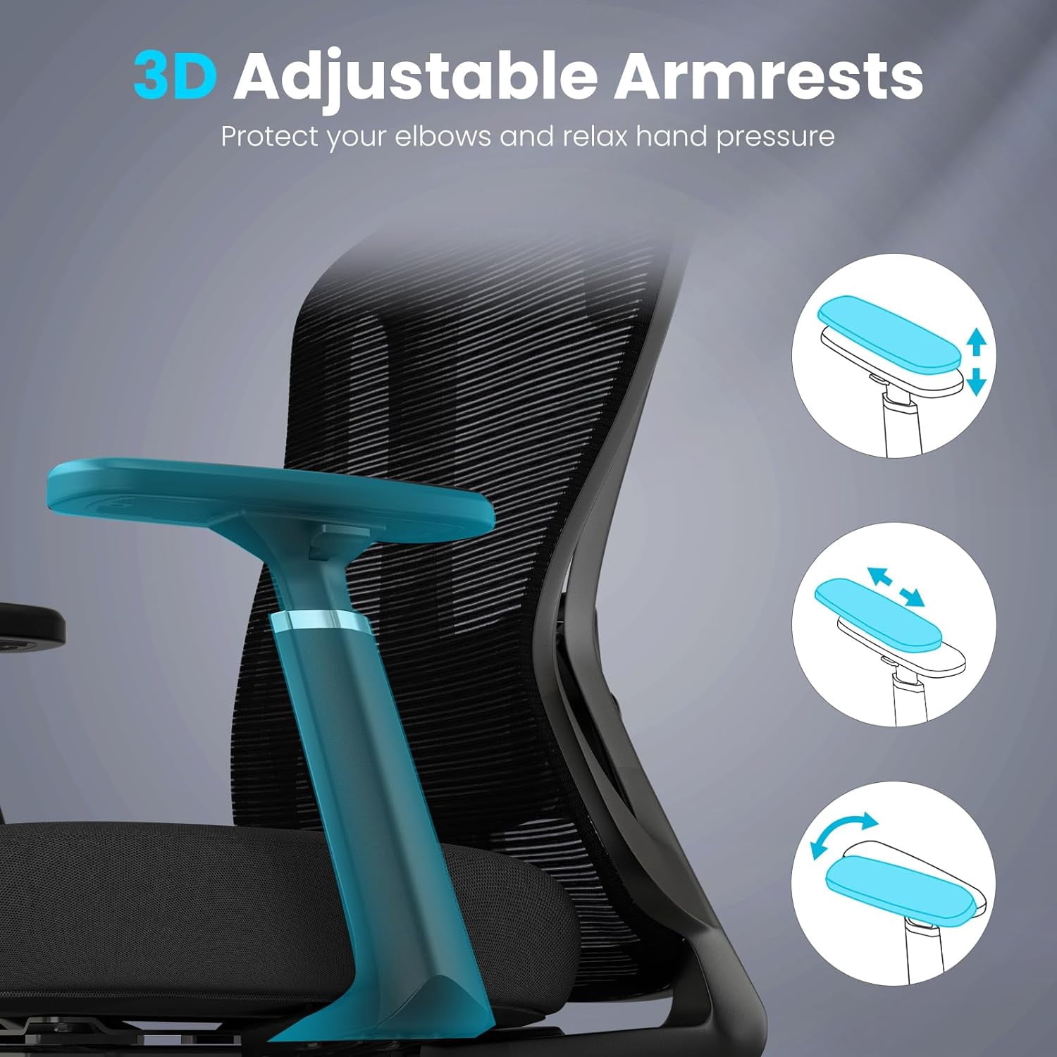 STARY High-Back Ergonomic Office Chair, Computer Desk Chair with Adjustable Seat Depth, 3D Armrests & Headrest, for Home or Office Use, Black