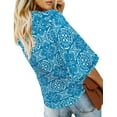 thumbnail image 4 of luvamia Women's Summer Button Down Blouses 3/4 Bell Sleeve Casual Loose Shirt Blue Size M, 4 of 4