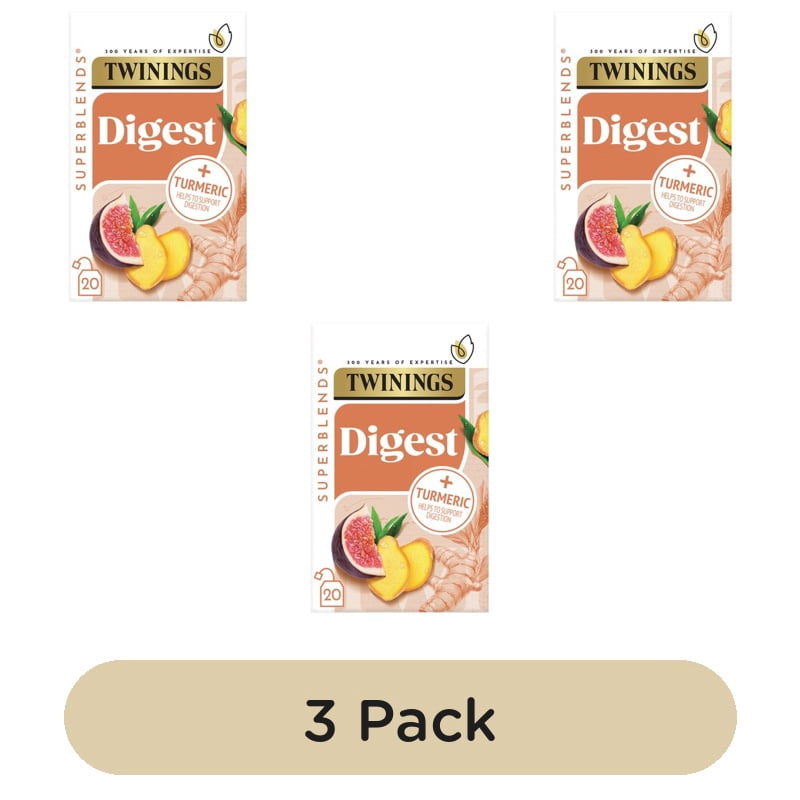 Twinings Superblends Digest Tea with Ginger & Turmeric 20's, British Import (Pack of 3)