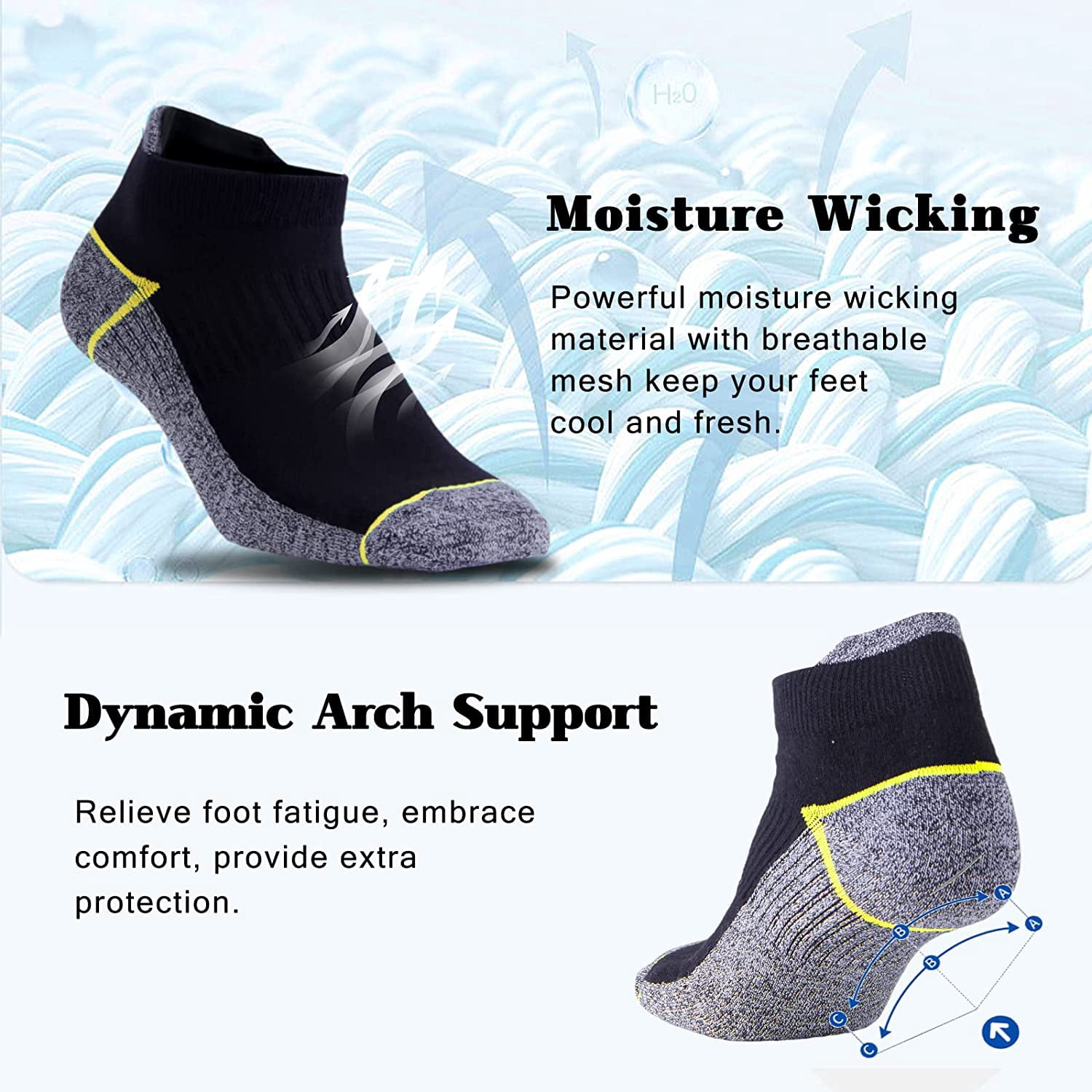 Copper Infused Ankle Socks with Odor Control, Moisture Wicking for Improved Comfort and Health (4/5 Pairs)