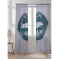 thumbnail image 2 of Sheer Curtains 108 Inches Long 2 Panels Set for Living Room, Teal Lip Semi Sheer Curtains for Windows, Kiss Love Grey Retro Art Voile Window Treatments Rod Pocket Curtain, 2 of 7