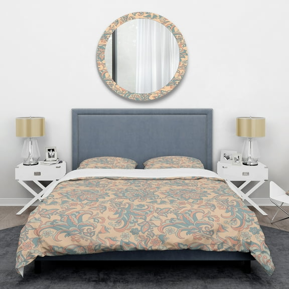 Designart 'Retro Indian Floral Batik II' Mid-Century Modern Duvet Cover Set
