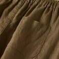 thumbnail image 6 of cfhntfmh Cotton Linen Pants for Women Lace Patchwork Elastic Waist Lounge Pants Baggy Wide Leg Trousers with Pockets, 6 of 7