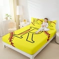 thumbnail image 4 of Homewish Cartoon Monogrammed R Twin Sheet Sets, Yellow Red Baseball Twin Fitted Sheet, Teens Kids Boys Girls Flat Sheet, Microfiber Bedroom Decor, 3 Pieces, 4 of 7