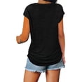 thumbnail image 3 of Anbech Women V Neck Zipper Tshirt Summer Short Sleeves Tee Tops, 3 of 3
