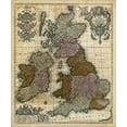 thumbnail image 2 of Unknown 12x14 Black Ornate Wood Framed with Double Matting Museum Art Print Titled - Map of England, Scotland and Ireland, 2 of 4