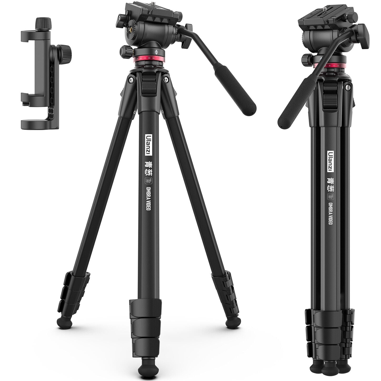 Ulanzi Ombra XIANG Travel Video Tripod with 360° Pan Head for DSLR Cameras and Smartphones, Lightweight Aluminum, 160cm Adjustable Height