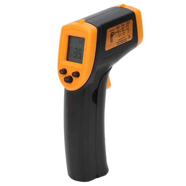 Termómetro digital infrarrojo sin contacto HW600 con pantalla LCD y medición de temperatura (amarillo)