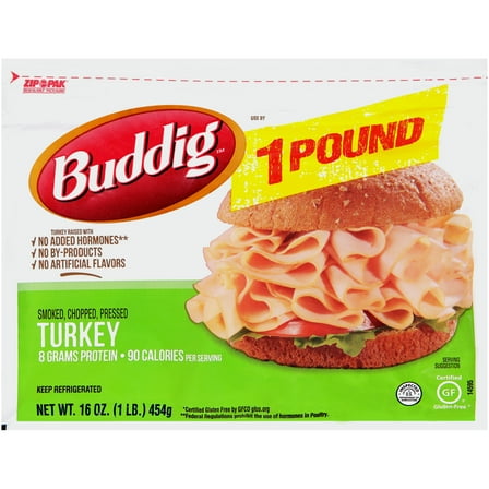Buddig Original Lunchmeat Sliced Turkey big Pack Plastic Pouch, 16 oz, 8g of Protein per Serving, Refrigerated