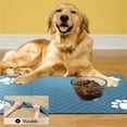 thumbnail image 4 of Pet Feeding Mat-Absorbent Pet Placemat for Food and Water Bowl, with Waterproof Rubber Backing, Quick Dry Water Dispenser Mat for Dog and Cat,20X12 in （Light Blue）, 4 of 7